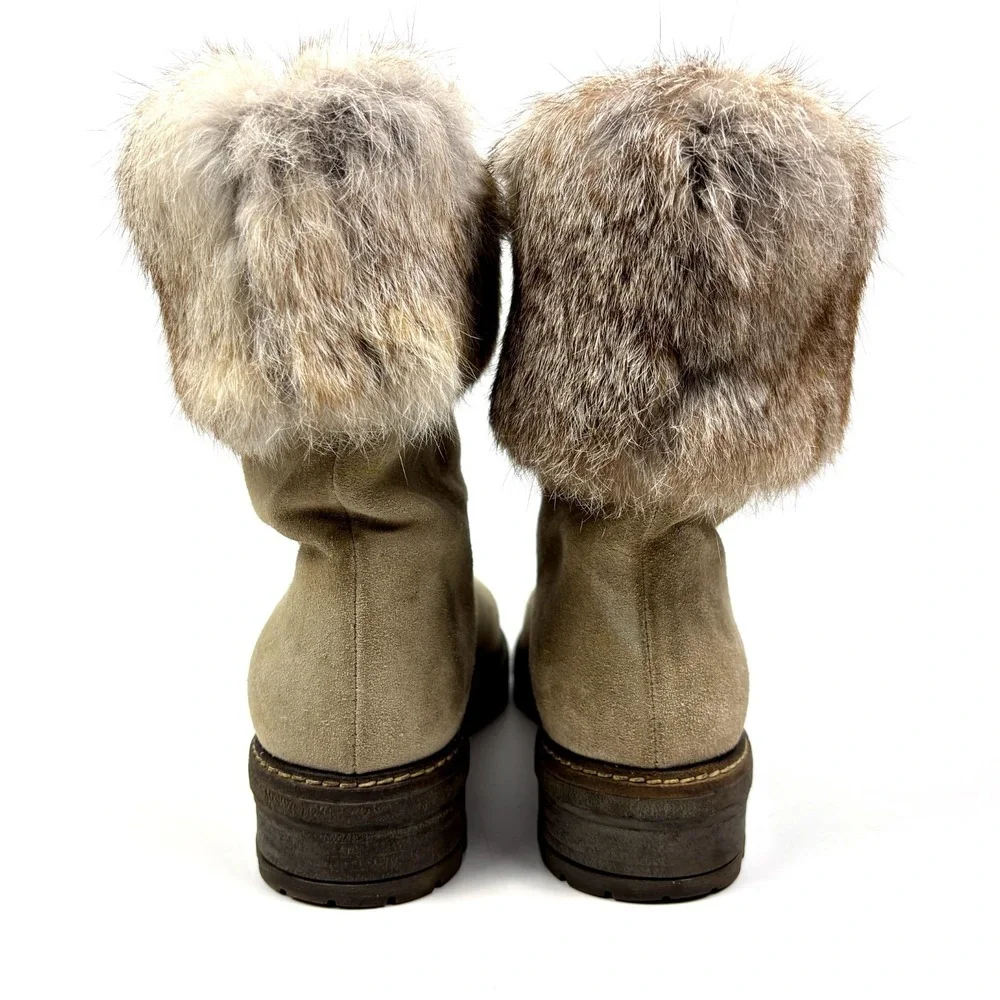 Carlo Pazolini‎ Suede & Fur Winter Boots Womens Sz 38 7.5 Beige Made in Italy